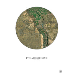 Affiche Pyramides De Gizeh – Poster vue satellite 30km Couleur | Gravura – Fond clair