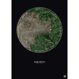 Affiche Sarajevo – Poster vue satellite 10km Couleur | Gravura –