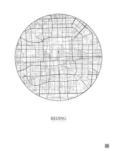 Affiche Beijing – Poster carte de ville 10km | Gravura – Fond clair