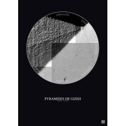 Affiche Pyramides De Gizeh – Poster vue satellite 0.1km N&B | Gravura – Fond foncé