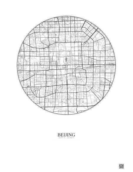 Beijing City Map Poster 10km | Gravura – Light background