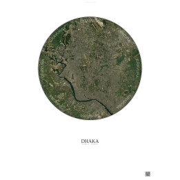 Affiche Dhaka – Poster vue satellite 10km Couleur | Gravura – Fo