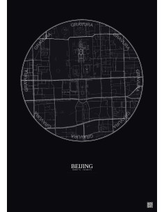 Affiche Beijing – Poster carte de ville 2.5km | Gravura – Fond foncé