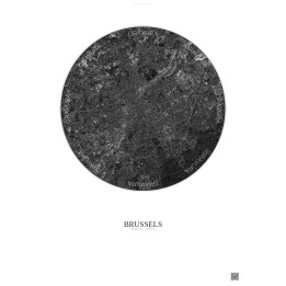 Affiche Brussels – Poster vue satellite 10km N&B | Gravura – Fon