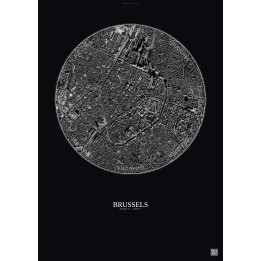 Affiche Brussels – Poster vue satellite 2.5km N&B | Gravura – Fo