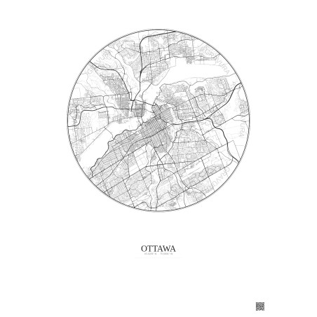 Affiche Ottawa – Poster carte de ville 10km | Gravura – Fond clair