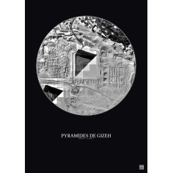 Affiche Pyramides De Gizeh – Poster vue satellite 0.5km N&B | Gravura – Fond foncé