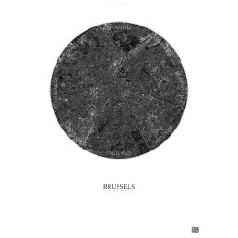 Affiche Brussels – Poster vue satellite 6km N&B | Gravura – Fond