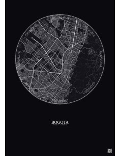 Affiche Bogota – Poster carte de ville 10km | Gravura – Fond foncé