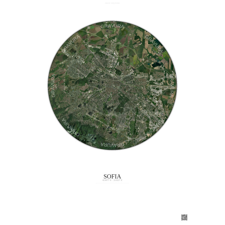 Affiche Sofia – Poster vue satellite 10km Couleur | Gravura – Fo