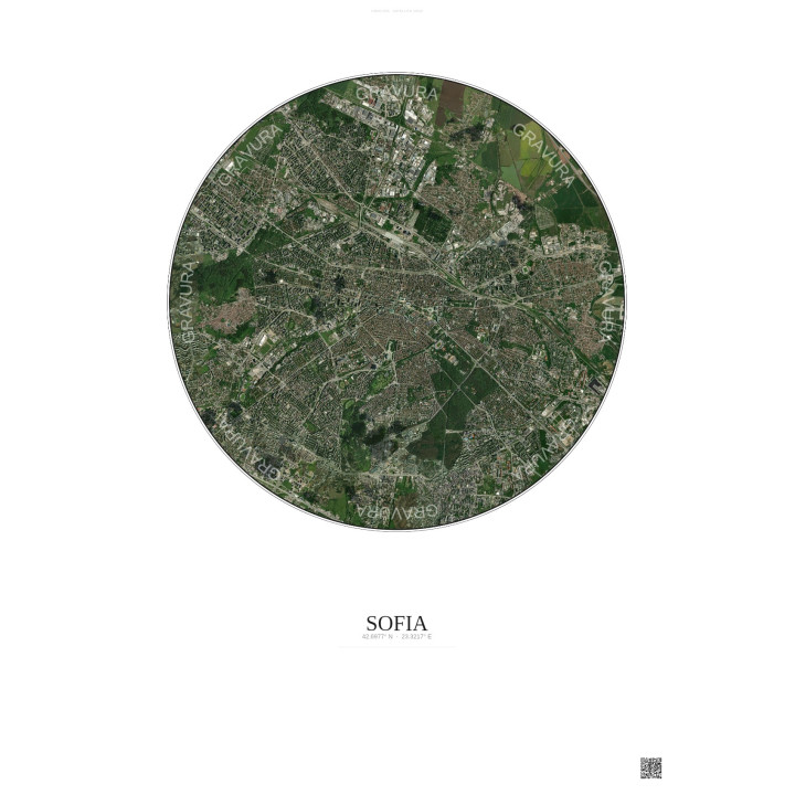 Affiche Sofia – Poster vue satellite 6km Couleur | Gravura – Fon