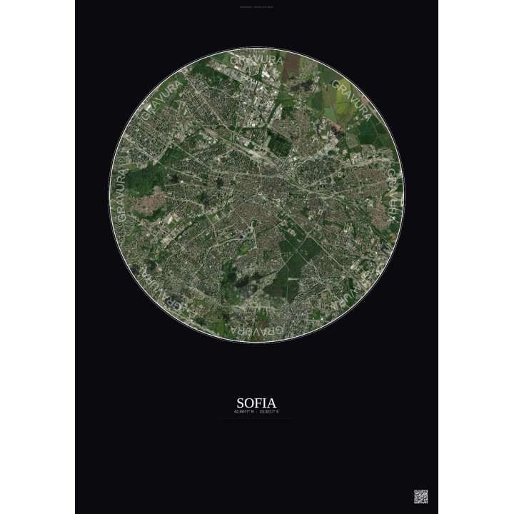 Affiche Sofia – Poster vue satellite 6km Couleur | Gravura – Fon