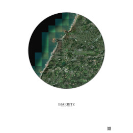 Affiche Biarritz – Poster vue satellite 5km Couleur | Gravura – Fond clair