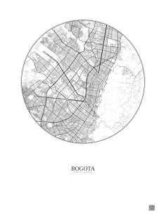 Affiche Bogota – Poster carte de ville 10km | Gravura – Fond clair