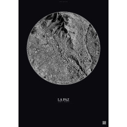 Affiche La Paz – Poster vue satellite 2.5km N&B | Gravura – Fond