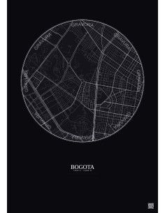 Affiche Bogota – Poster carte de ville 2.5km | Gravura – Fond foncé