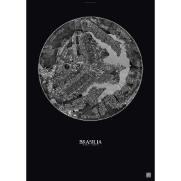 Affiche Brasilia – Poster vue satellite 10km N&B | Gravura – Fon