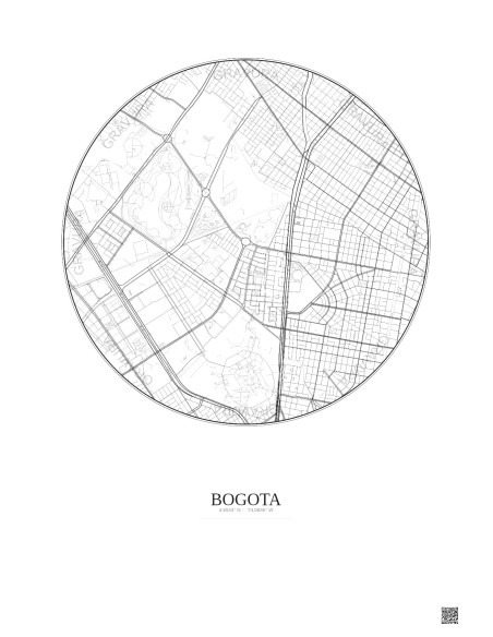 Bogota City Map Poster 2.5km | Gravura – Light background