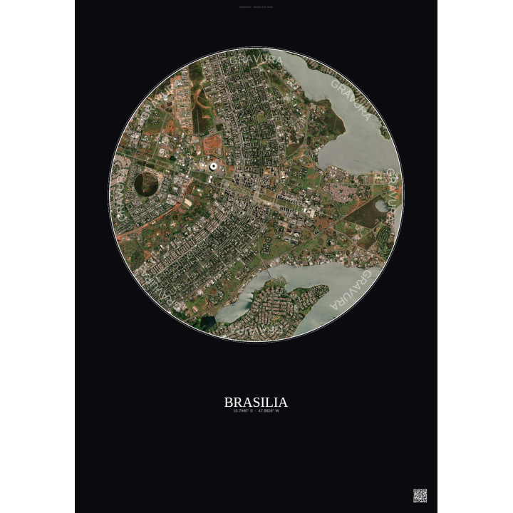 Affiche Brasilia – Poster vue satellite 6km Couleur | Gravura – 