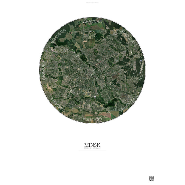 Affiche Minsk – Poster vue satellite 10km Couleur | Gravura – Fo