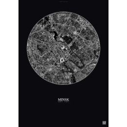 Affiche Minsk – Poster vue satellite 2.5km N&B | Gravura – Fond 