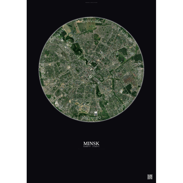 Affiche Minsk – Poster vue satellite 6km Couleur | Gravura – Fon