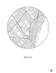 Affiche Bogota – Poster carte de ville 6km | Gravura – Fond clair