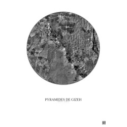 Affiche Pyramides De Gizeh – Poster vue satellite 10km N&B | Gravura – Fond clair