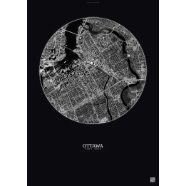 Affiche Ottawa – Poster vue satellite 2.5km N&B | Gravura – Fond