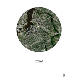Ottawa Satellite View Poster 2.5km Color | Gravura – Light backg