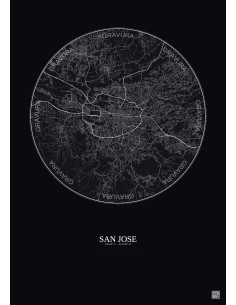 Affiche San Jose – Poster carte de ville 10km | Gravura – Fond foncé