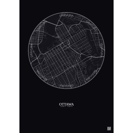 Affiche Ottawa – Poster carte de ville 2.5km | Gravura – Fond foncé
