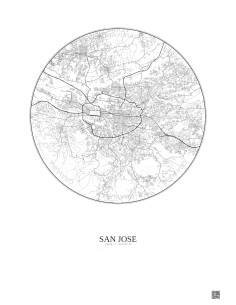 Affiche San Jose – Poster carte de ville 10km | Gravura – Fond clair