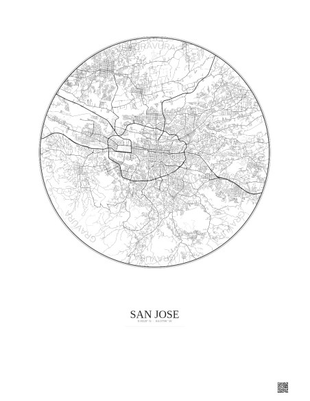 Affiche San Jose – Poster carte de ville 10km | Gravura – Fond clair