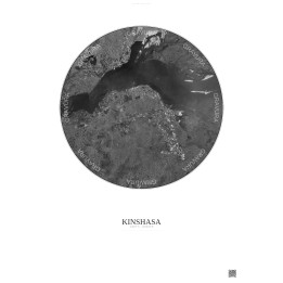 Affiche Kinshasa – Poster vue satellite 10km N&B | Gravura – Fon