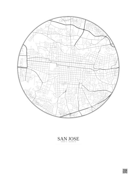 Affiche San Jose – Poster carte de ville 2.5km | Gravura – Fond clair