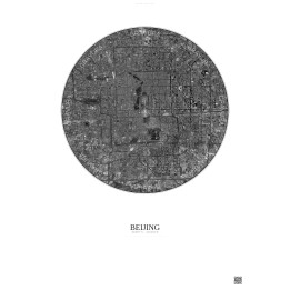 Affiche Beijing – Poster vue satellite 10km N&B | Gravura – Fond