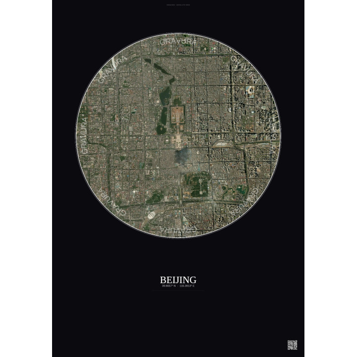 Affiche Beijing – Poster vue satellite 6km Couleur | Gravura – F
