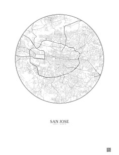 Affiche San Jose – Poster carte de ville 6km | Gravura – Fond clair