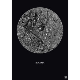 Affiche Bogota – Poster vue satellite 2.5km N&B | Gravura – Fond