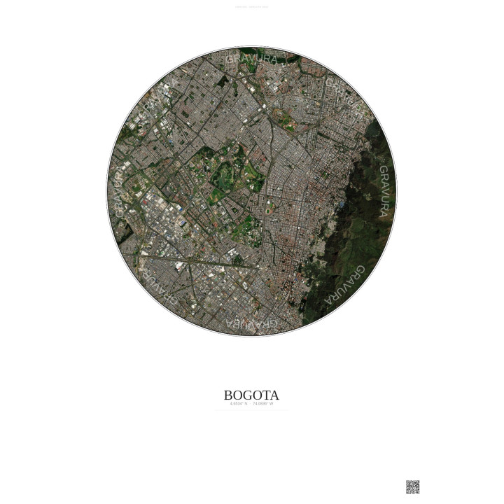 Affiche Bogota – Poster vue satellite 6km Couleur | Gravura – Fo