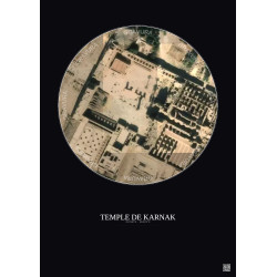 Affiche Temple De Karnak – Poster vue satellite 0.1km Couleur | Gravura – Fond foncé