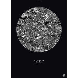 Affiche San Jose – Poster vue satellite 2.5km N&B | Gravura – Fo