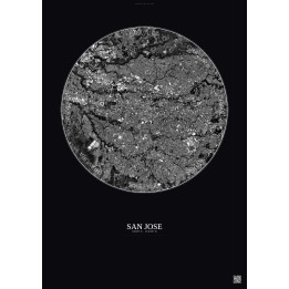 Affiche San Jose – Poster vue satellite 6km N&B | Gravura – Fond