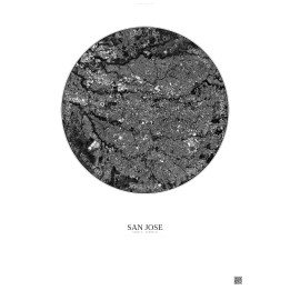 Affiche San Jose – Poster vue satellite 6km N&B | Gravura – Fond