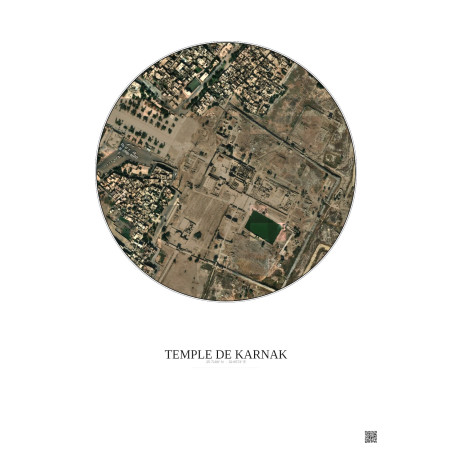 Affiche Temple De Karnak – Poster vue satellite 0.5km Couleur | Gravura – Fond clair