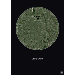 Affiche Bordeaux – Poster vue satellite 10km Couleur | Gravura – Fond foncé