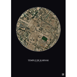 Affiche Temple De Karnak – Poster vue satellite 0.5km Couleur | Gravura – Fond foncé