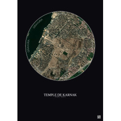 Affiche Temple De Karnak – Poster vue satellite 1km Couleur | Gravura – Fond foncé
