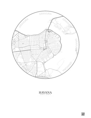 Havana City Map Poster 2.5km | Gravura – Light background